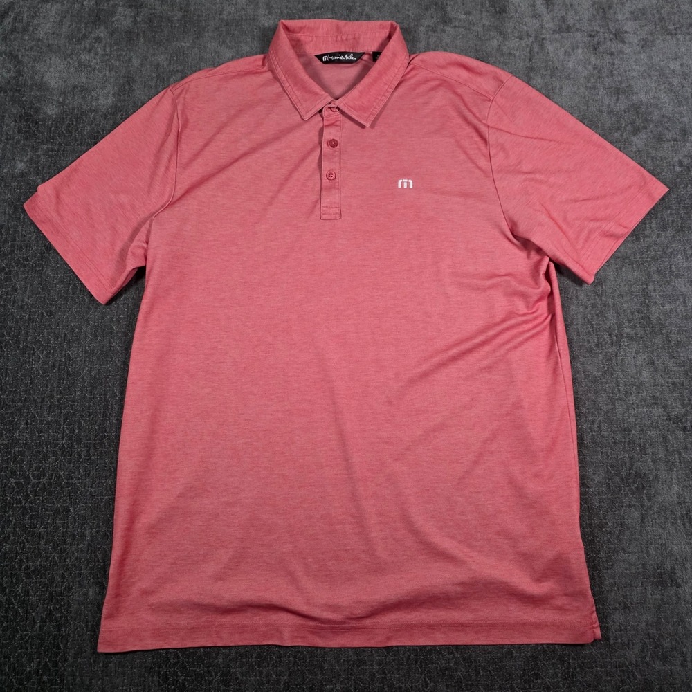 Travis Mathew Mens XL Pink Heathered Pima Cotton Short Sleeve Golf Polo Shirt